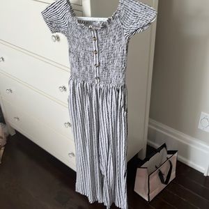 Black and White Smocked Jumpsuit